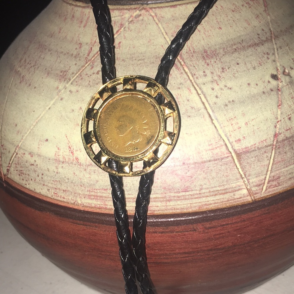 Unique 1881 Indian head penny bolo tie -Cool!!